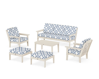 Country Living Cottage 6-Piece Lounge Sofa Set in Sand / Trellis Sky Blue