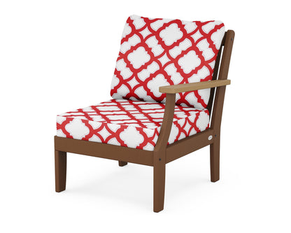 POLYWOOD® Braxton Modular Right Arm Chair in Teak / Natural / Trellis Crimson