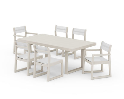 POLYWOOD® EDGE Sling 7-Piece Dining Set in Sand / White Sling