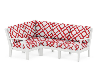 POLYWOOD® Braxton Modular 4-Piece Deep Seating Set in White / Trellis Crimson