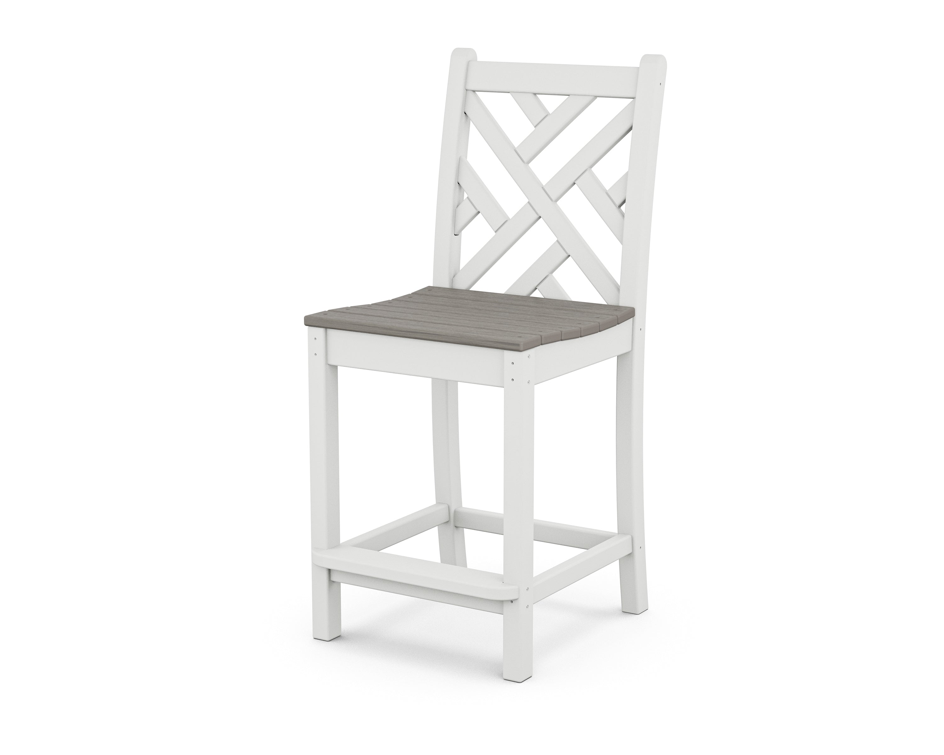 POLYWOOD® Chippendale Counter Side Chair in White / Driftwood