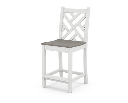 POLYWOOD® Chippendale Counter Side Chair in White / Driftwood