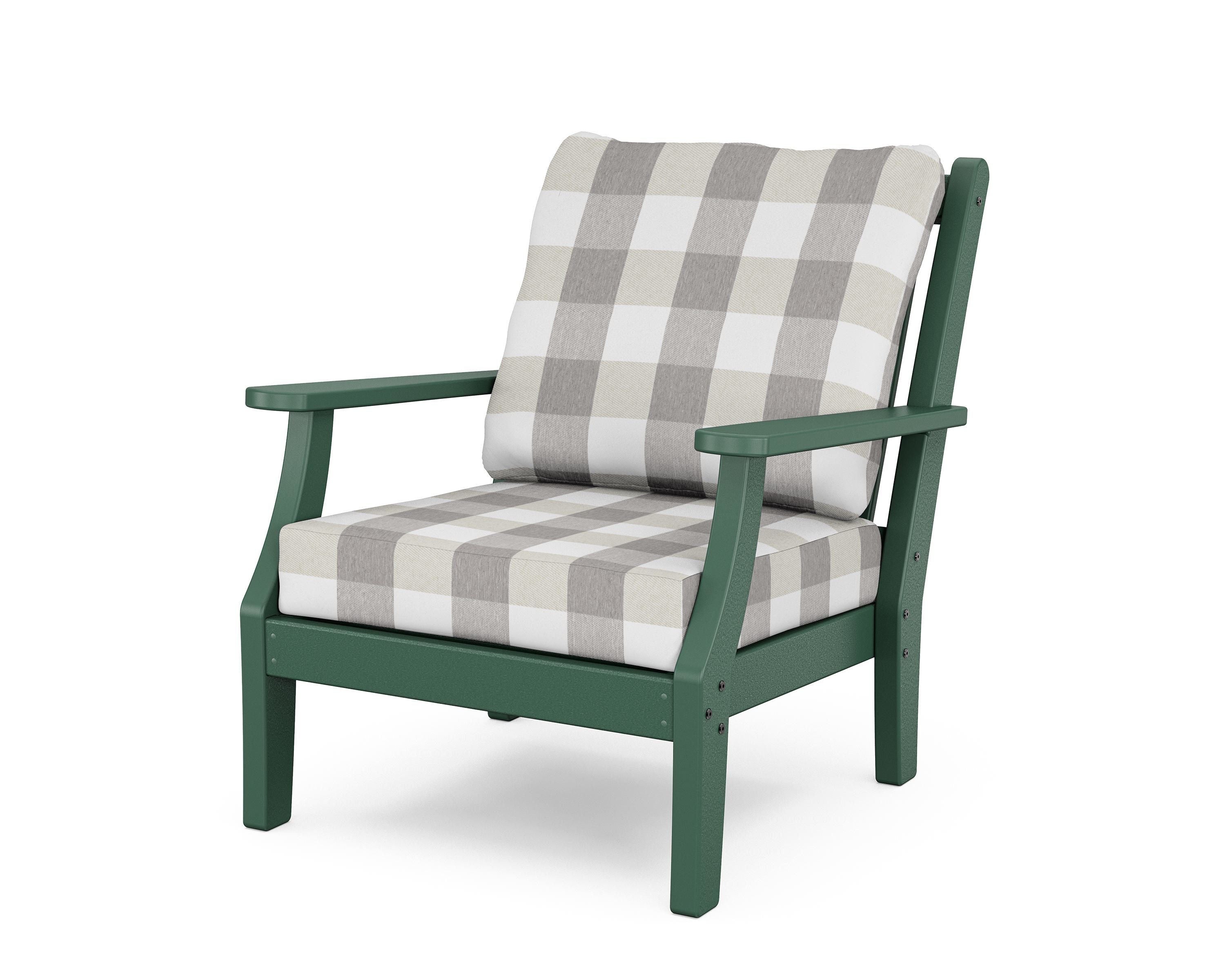 Country Living Wovendale Deep Seating Chair in Green / Buffalo Plaid Grey Mist