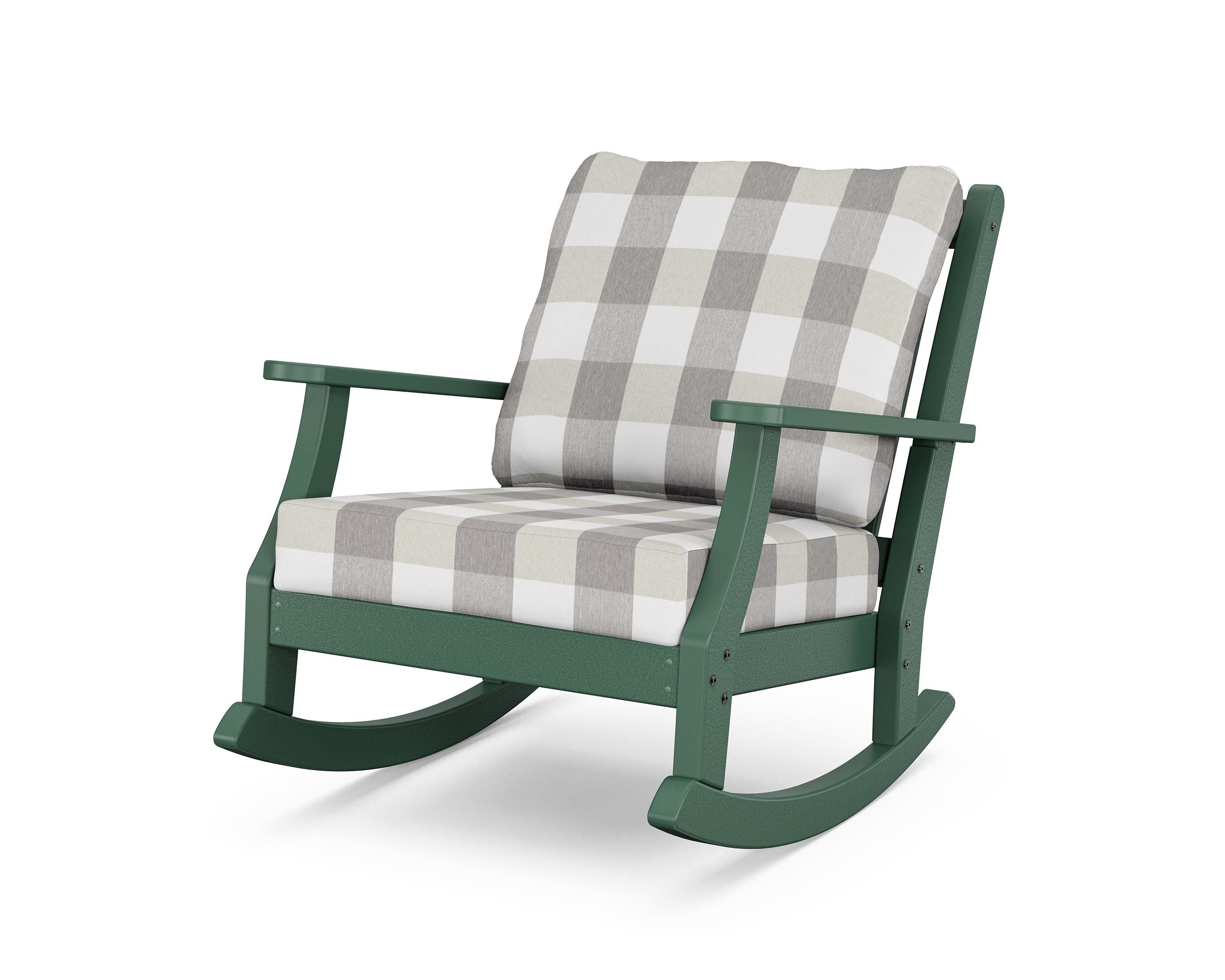 Country Living Wovendale Deep Seating Rocking Chair in Green / Buffalo Plaid Grey Mist