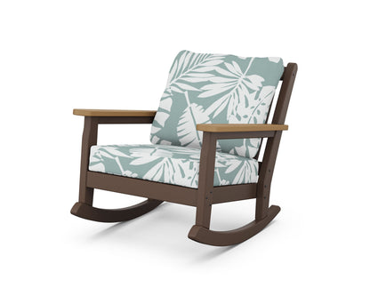 POLYWOOD® Chippendale Deep Seating Rocking Chair in Mahogany / Natural / Leaf Glacier Spa