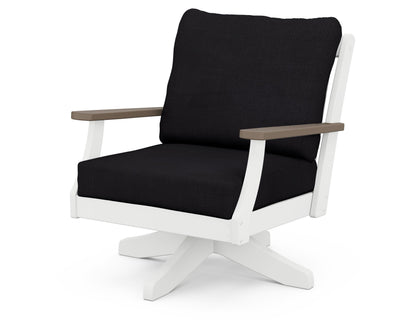 POLYWOOD® Braxton Deep Seating Swivel Chair in White / Kona / Midnight Linen