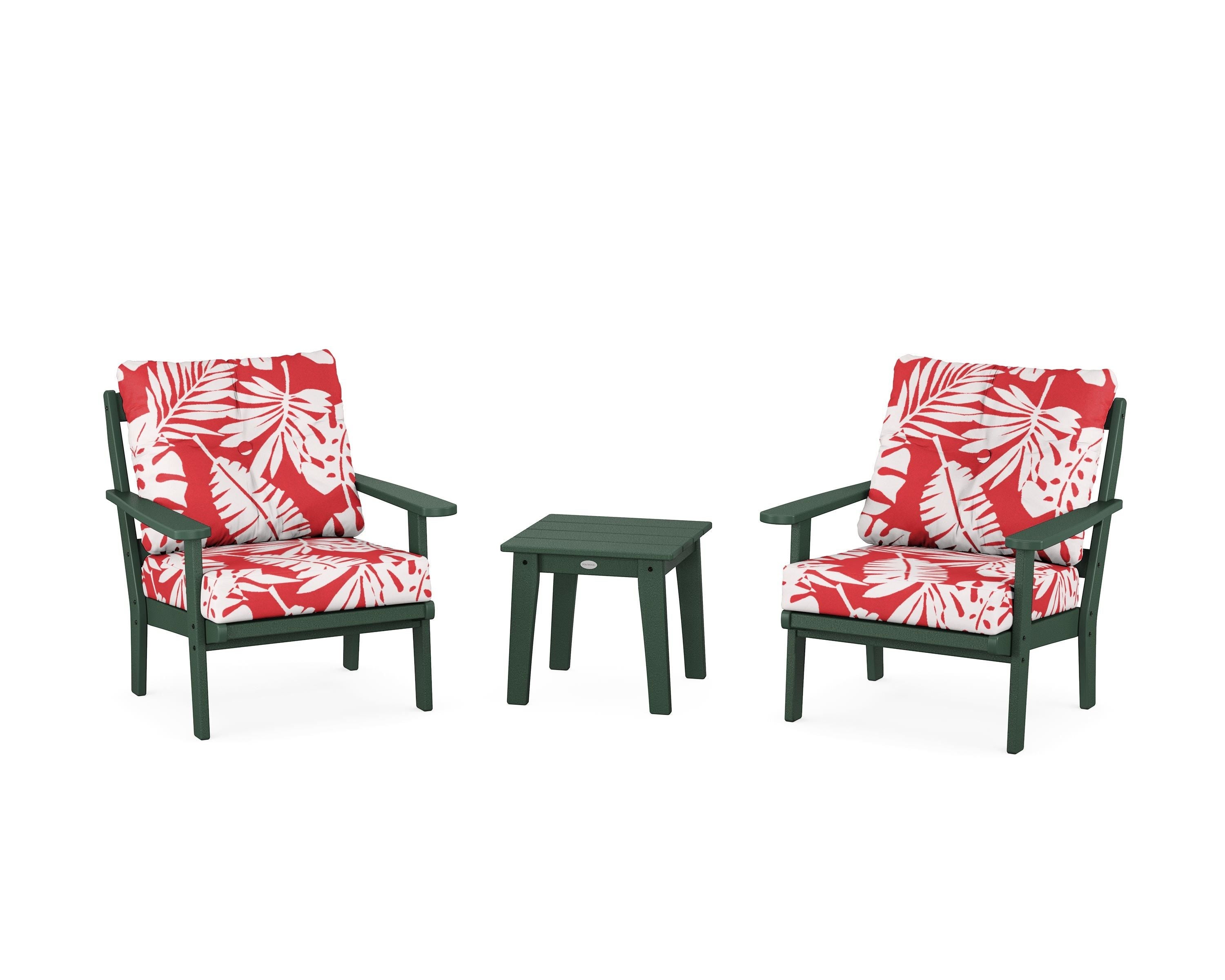 POLYWOOD® Mission 3-Piece Deep Seating Set in Green / Leaf Crimson