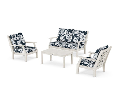 Country Living Wovendale 4-Piece Deep Seating Set with Loveseat in Sand / Leaf Marine Indigo