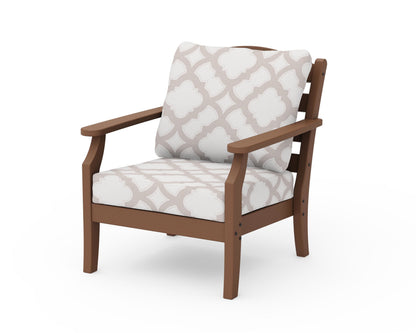 Draper James™ by  POLYWOOD® Savannah Deep Seating Chair in Teak / Trellis Dune Burlap