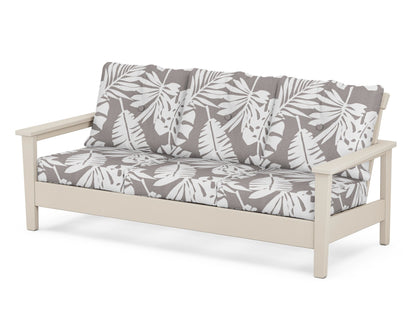 POLYWOOD® Prescott Deep Seating Sofa in Sand / Leaf Grey Mist
