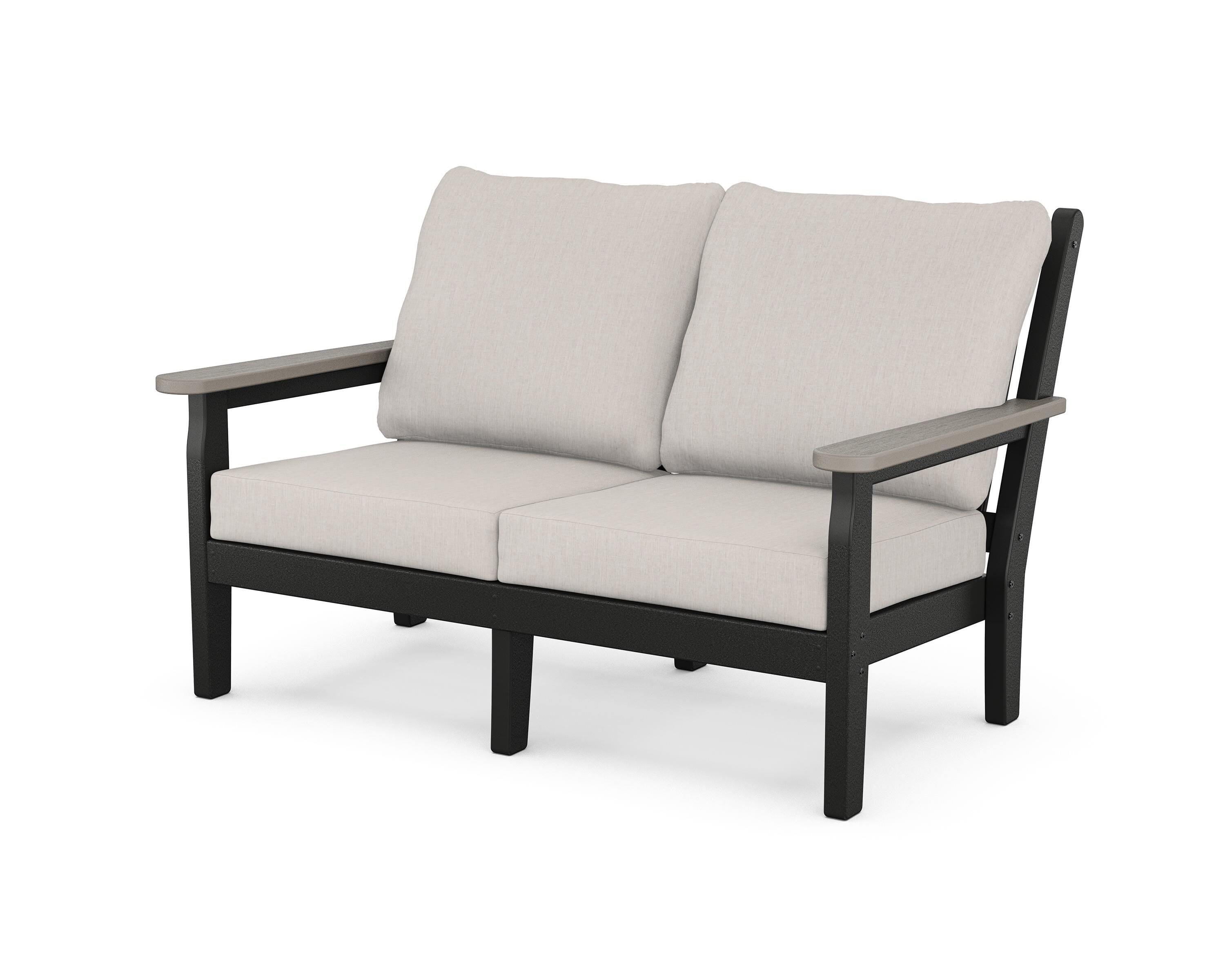 POLYWOOD® Chippendale Deep Seating Loveseat in Black / Driftwood / Cast Ash