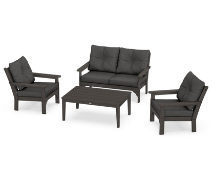 POLYWOOD® Vineyard 4-Piece Deep Seating Set in Vintage Coffee / Spectrum Carbon