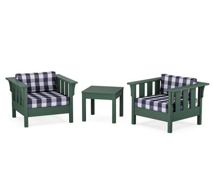 Martha Stewart by POLYWOOD® Acadia 3-Piece Deep Seating Set in Green / Buffalo Plaid Navy