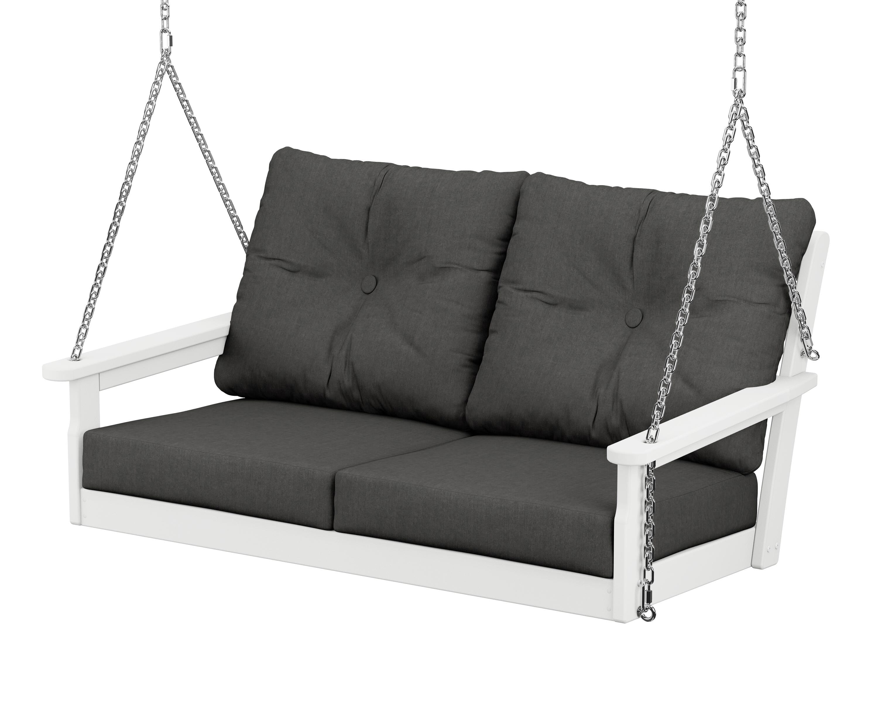 POLYWOOD® Vineyard Deep Seating Swing in White / Spectrum Carbon