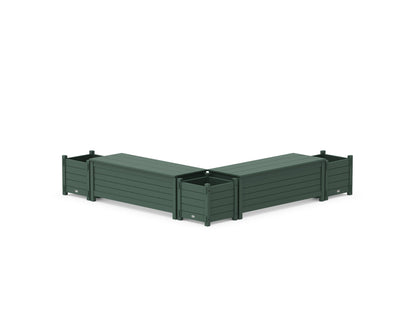 POLYWOOD® 48" Nautical L- Shaped Planter Storage Bench Corner Set in Green