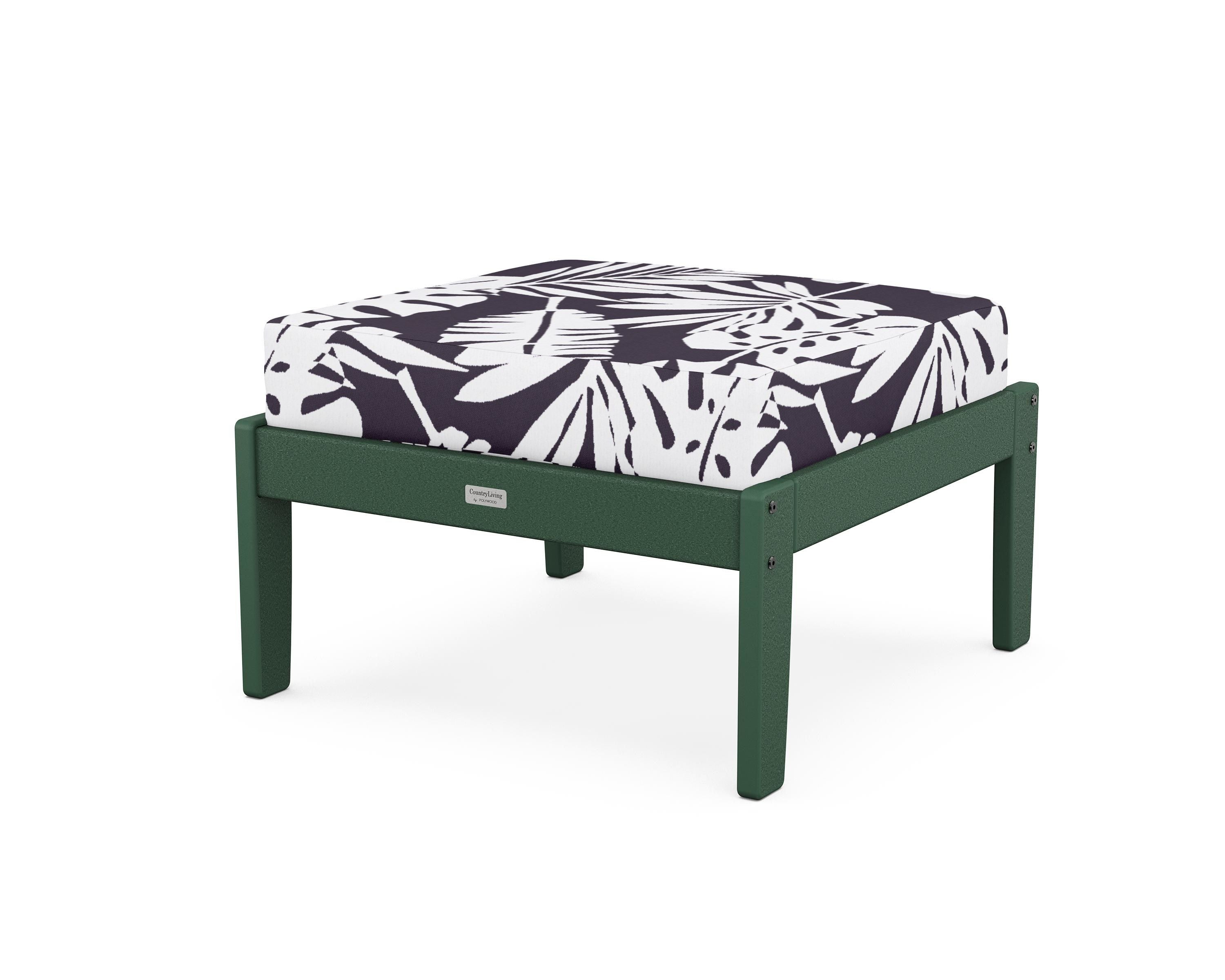 Country Living Cottage Deep Seating Ottoman in Green / Leaf Navy