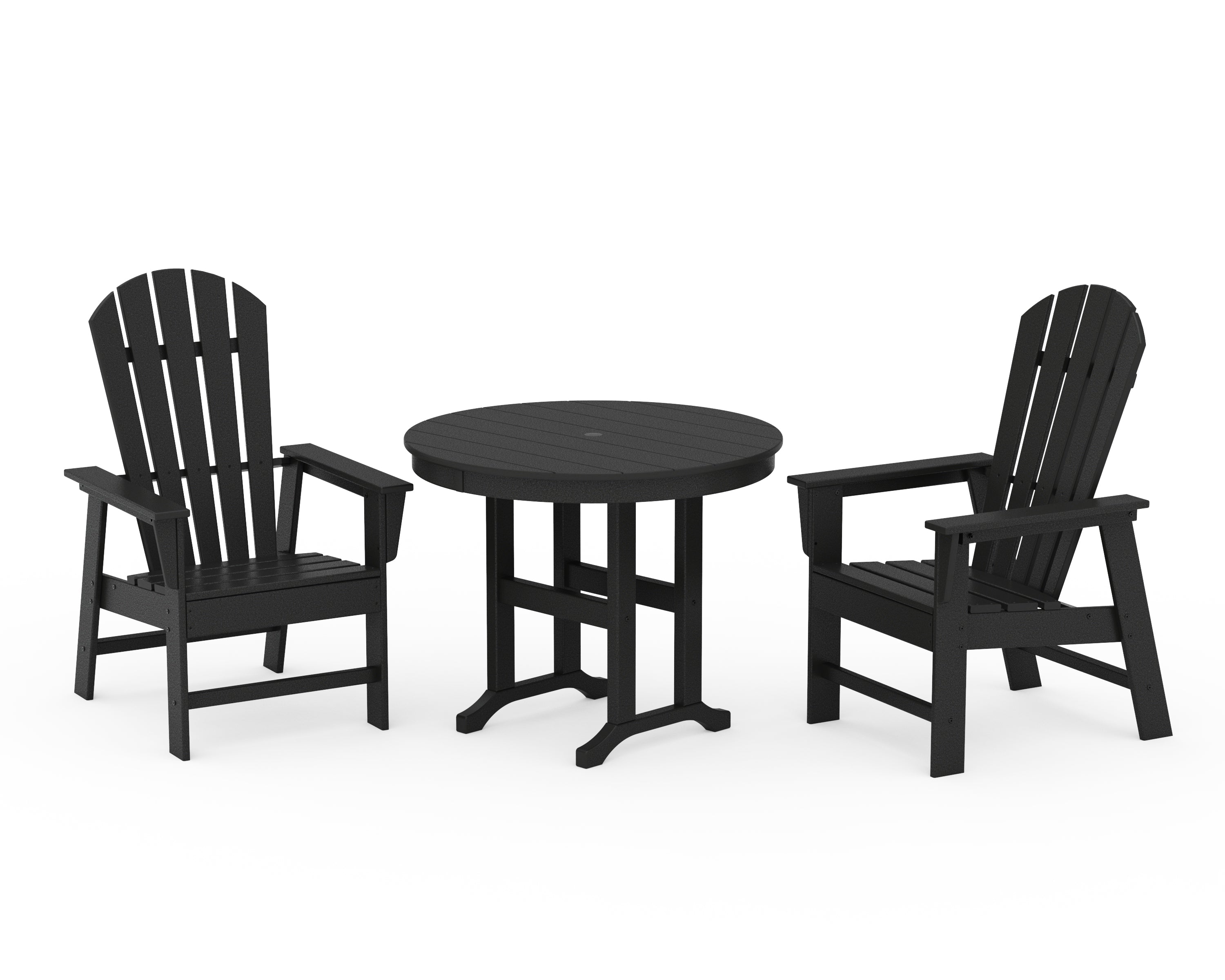 POLYWOOD® South Beach 3-Piece Round Farmhouse Dining Set in Black