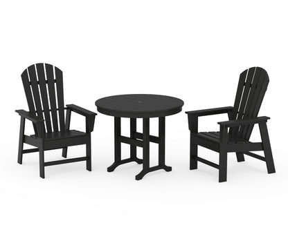 POLYWOOD® South Beach 3-Piece Round Farmhouse Dining Set in Black