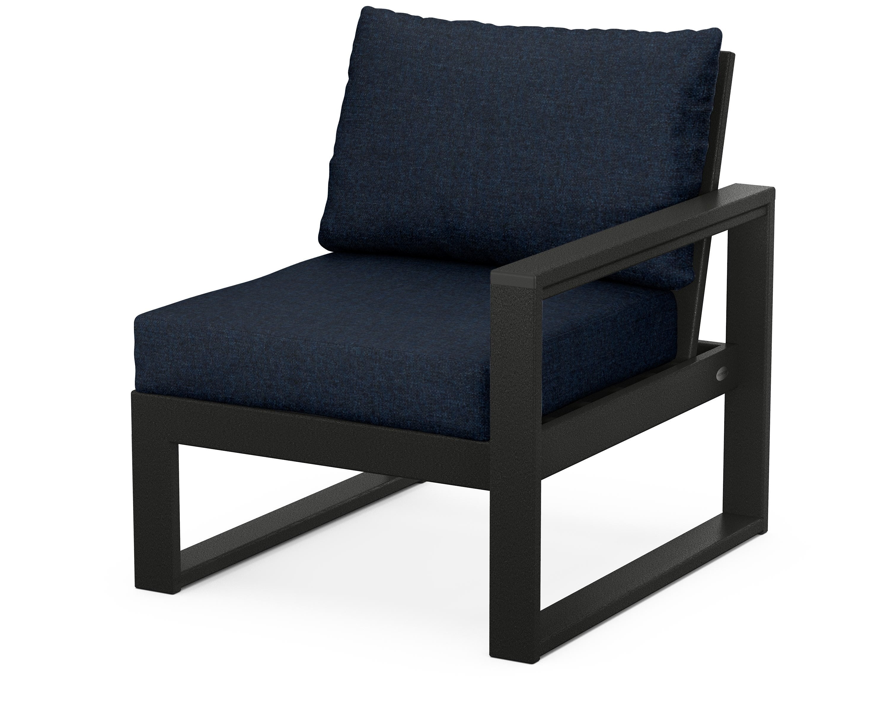 POLYWOOD® EDGE Modular Right Arm Chair in Black / Marine Indigo