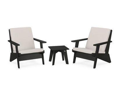 POLYWOOD® Riviera Modern Lounge 3-Piece Set in Black / Cast Ash
