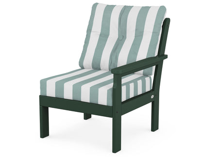 POLYWOOD® Vineyard Modular Right Arm Chair in Green / Cabana Stripe Glacier Spa