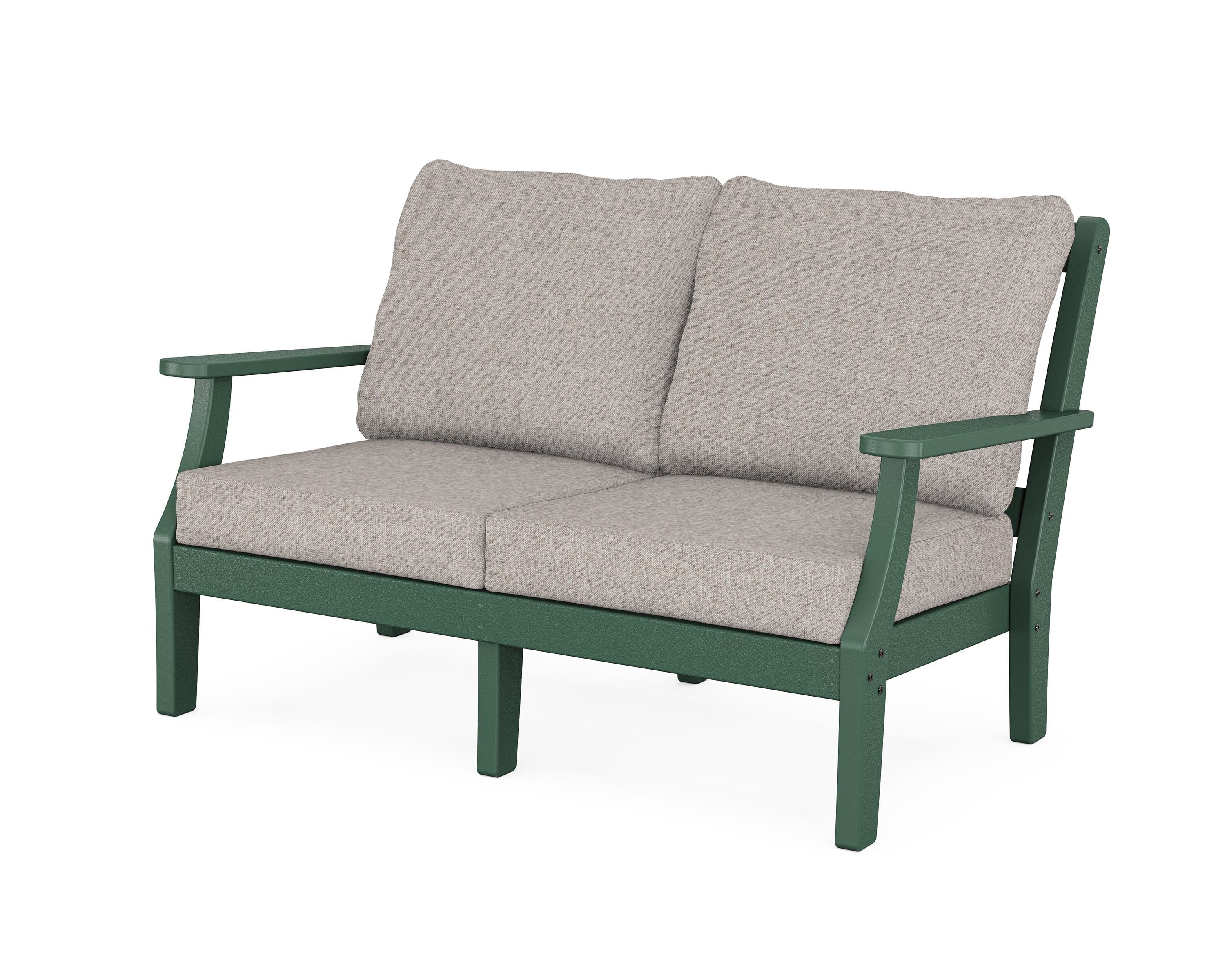 Martha Stewart by POLYWOOD® Chinoiserie Deep Seating Loveseat in Green / Weathered Tweed