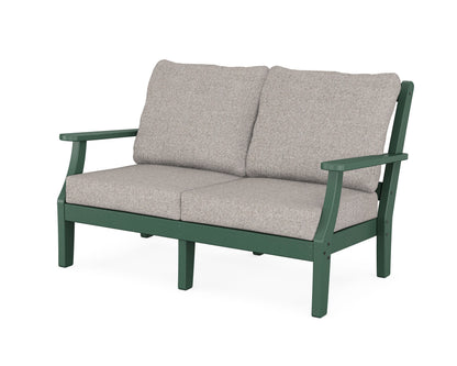 Martha Stewart by POLYWOOD® Chinoiserie Deep Seating Loveseat in Green / Weathered Tweed