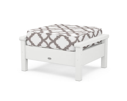 POLYWOOD® Harbour Deep Seating Ottoman in White / Trellis Grey Mist