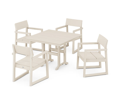 POLYWOOD® EDGE 5-Piece Farmhouse Dining Set in Sand