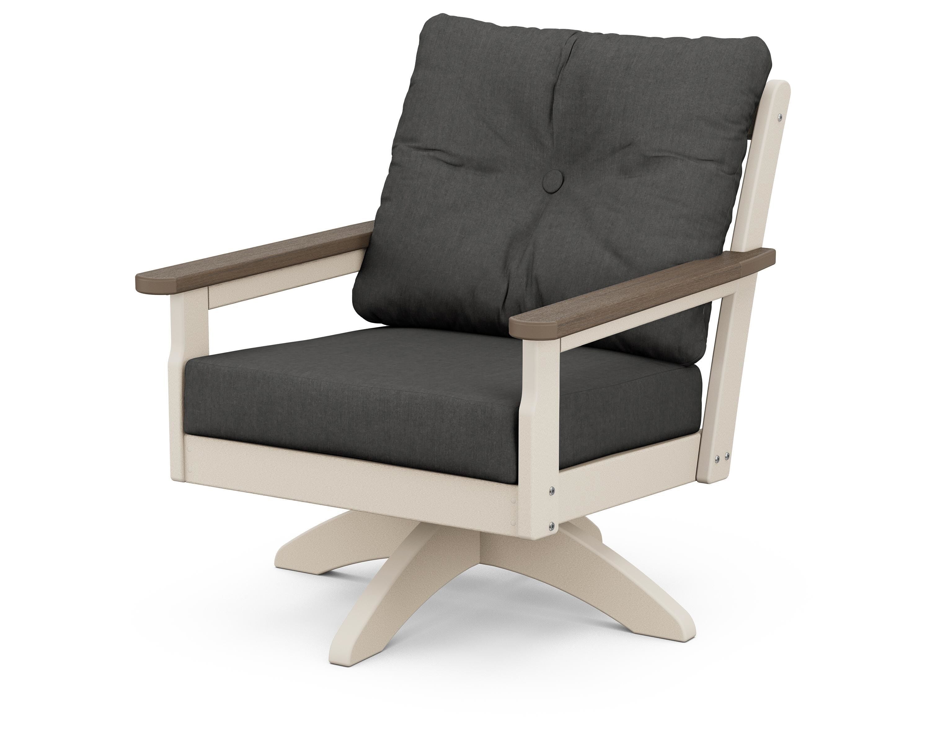 POLYWOOD® Vineyard Deep Seating Swivel Chair in Sand / Kona / Spectrum Carbon