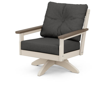 POLYWOOD® Vineyard Deep Seating Swivel Chair in Sand / Kona / Spectrum Carbon
