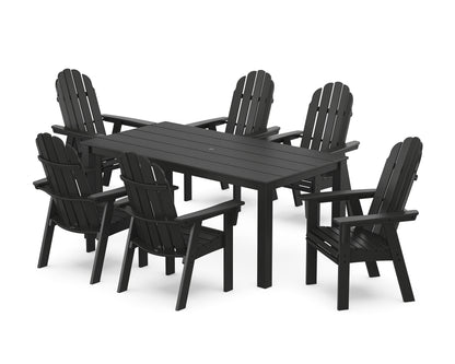 POLYWOOD® Vineyard Curveback Adirondack 7-Piece Parsons Dining Set in Black