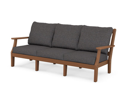 Martha Stewart by POLYWOOD® Chinoiserie Deep Seating Sofa in Teak / Ash Charcoal