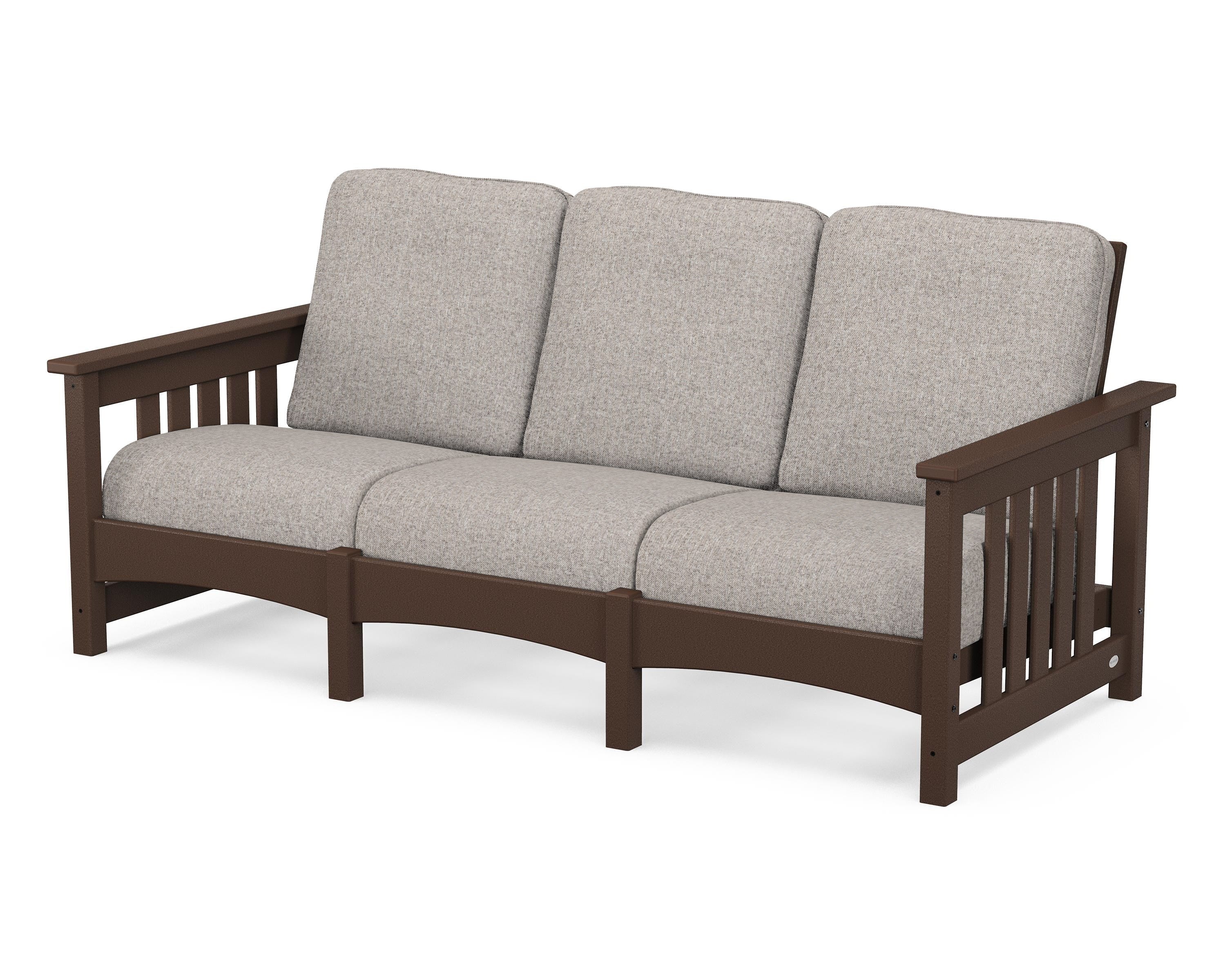 POLYWOOD® Club Mission Sofa in Mahogany / Weathered Tweed
