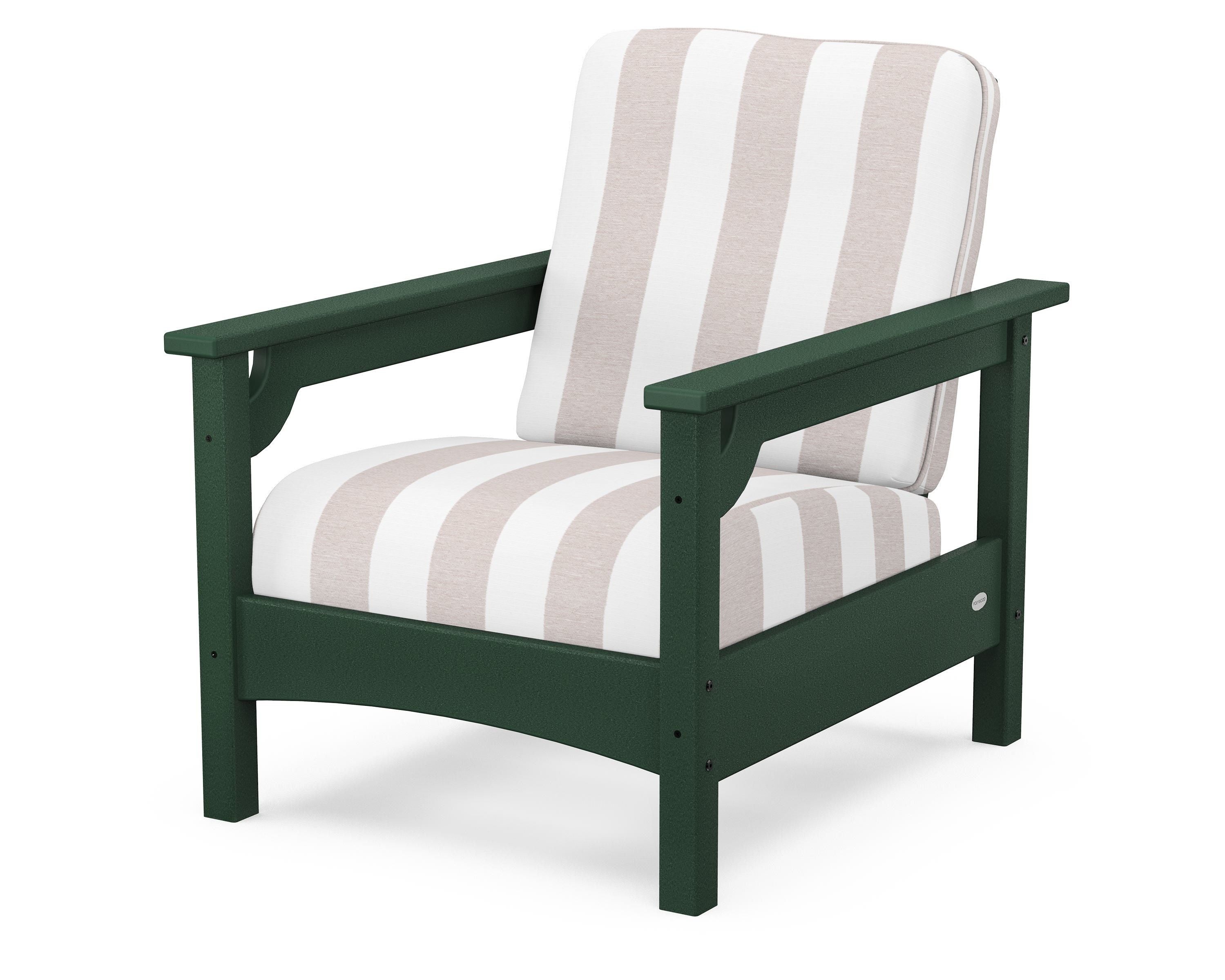 POLYWOOD® Club Chair in Green / Cabana Stripe Dune Burlap