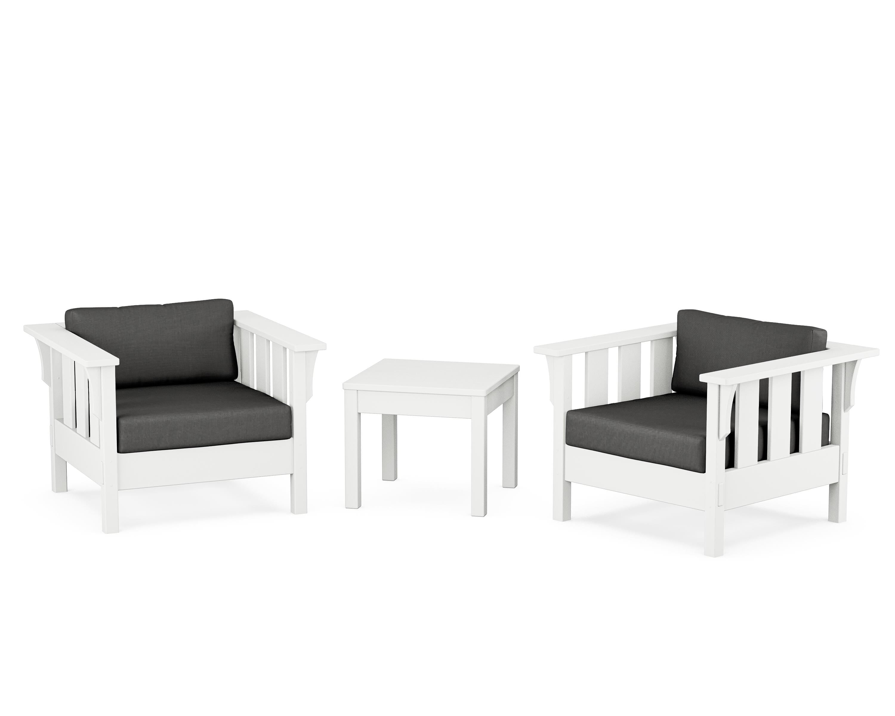 Martha Stewart by POLYWOOD® Acadia 3-Piece Deep Seating Set in White / Spectrum Carbon