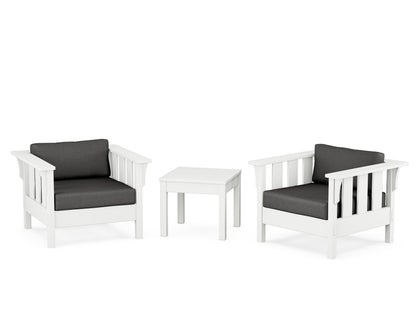 Martha Stewart by POLYWOOD® Acadia 3-Piece Deep Seating Set in White / Spectrum Carbon
