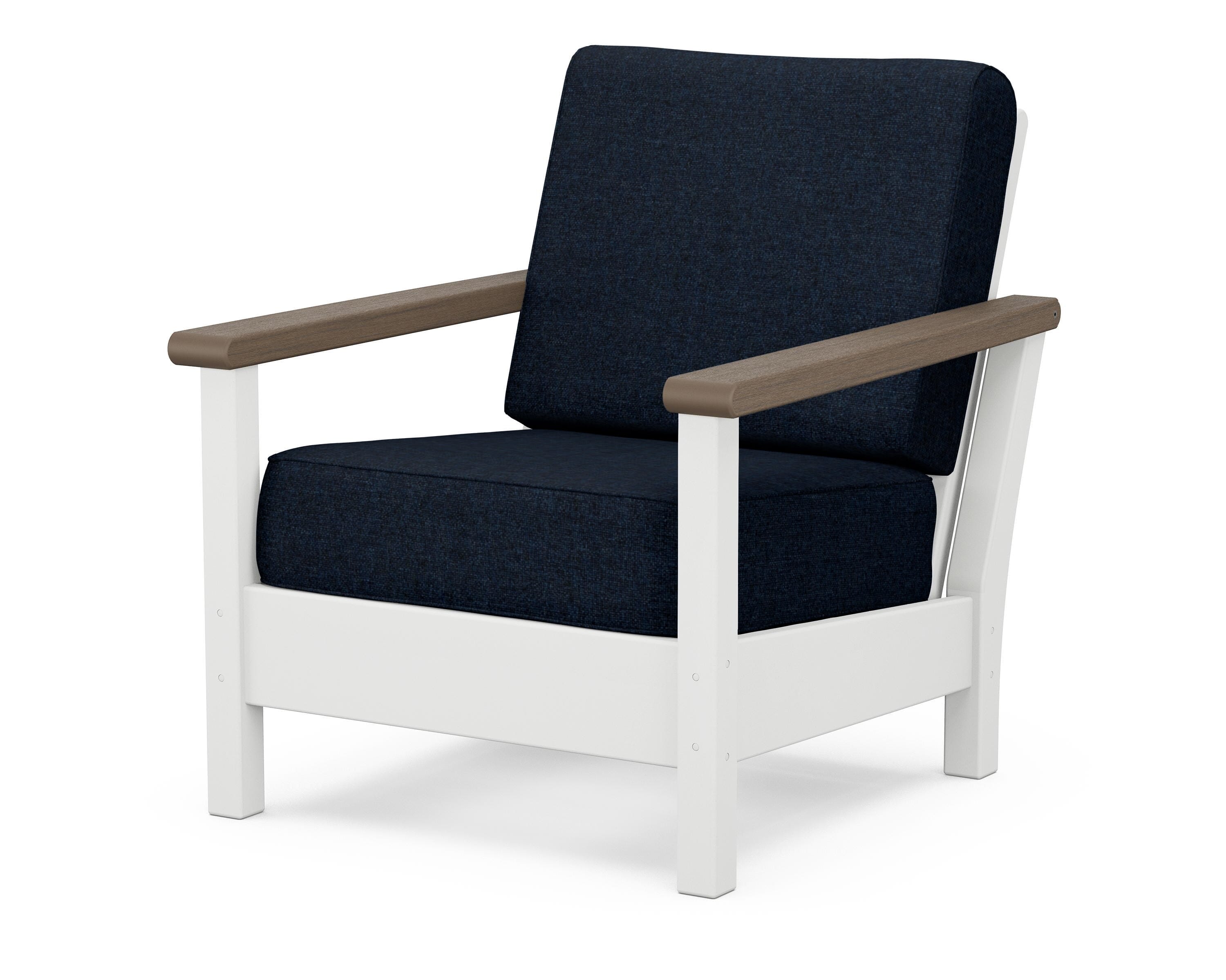 POLYWOOD® Harbour Deep Seating Chair in White / Kona / Marine Indigo
