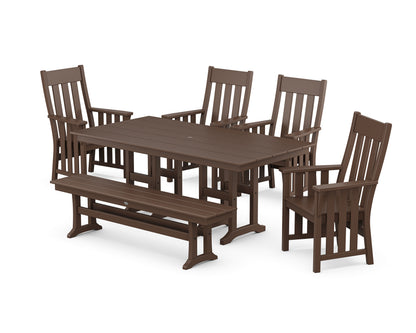 Martha Stewart by POLYWOOD® Acadia 6-Piece Farmhouse Dining Set with Bench in Mahogany