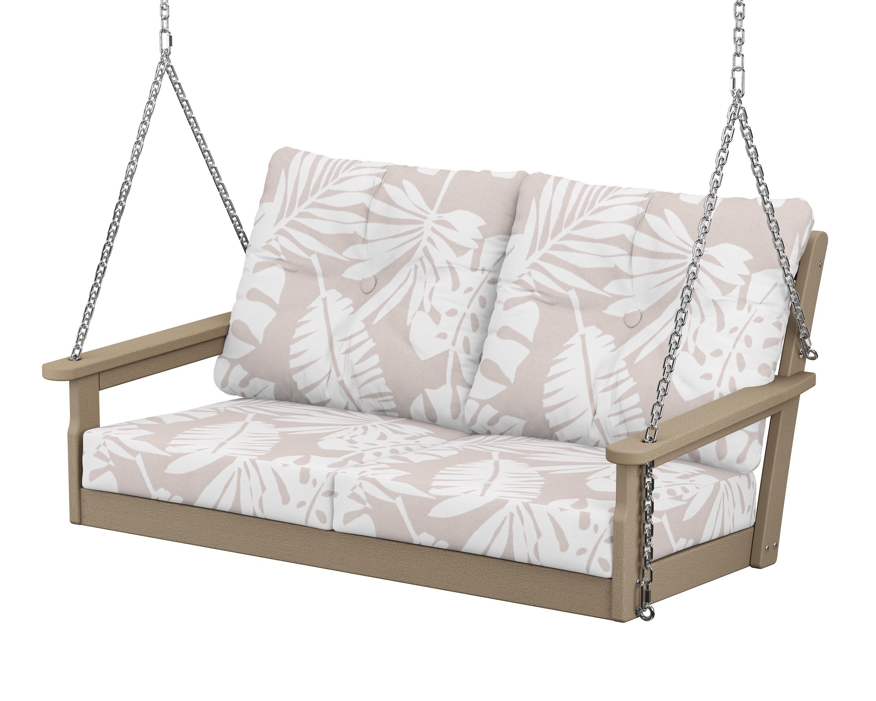 POLYWOOD® Vineyard Deep Seating Swing in Vintage Sahara / Leaf Dune Burlap