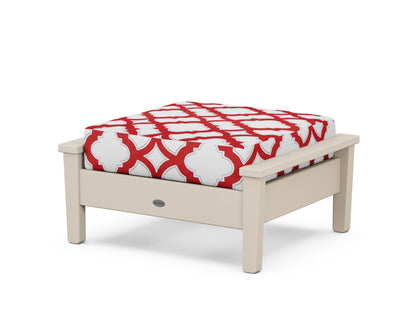 POLYWOOD® Prescott Deep Seating Ottoman in Sand / Trellis Crimson