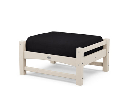 POLYWOOD® Club Ottoman in Sand / Midnight Linen
