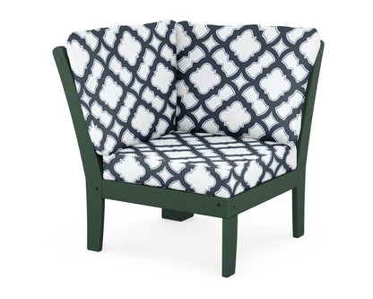POLYWOOD® Braxton Modular Corner Chair in Green / Trellis Marine Indigo