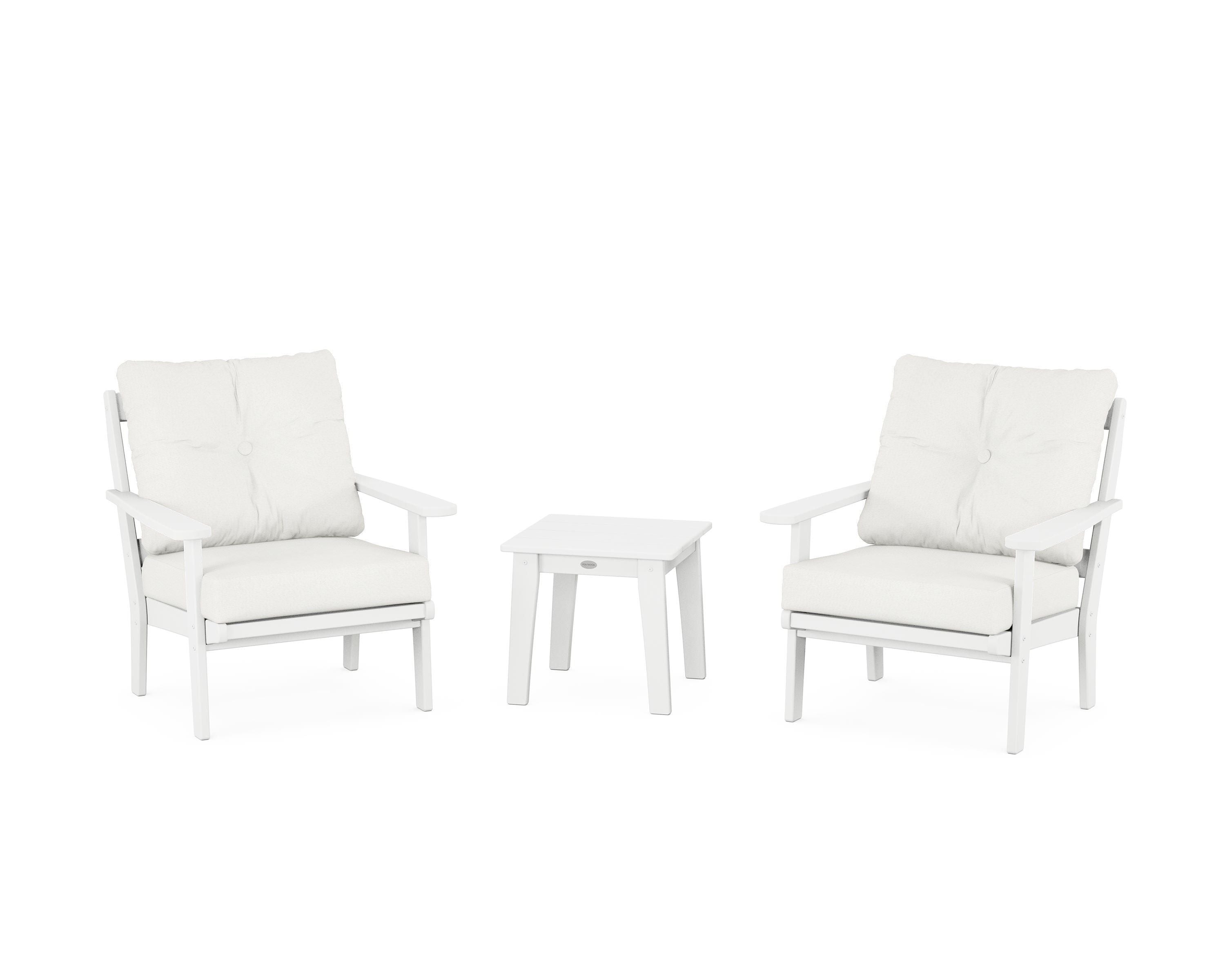 POLYWOOD® Mission 3-Piece Deep Seating Set in White / Natural Linen
