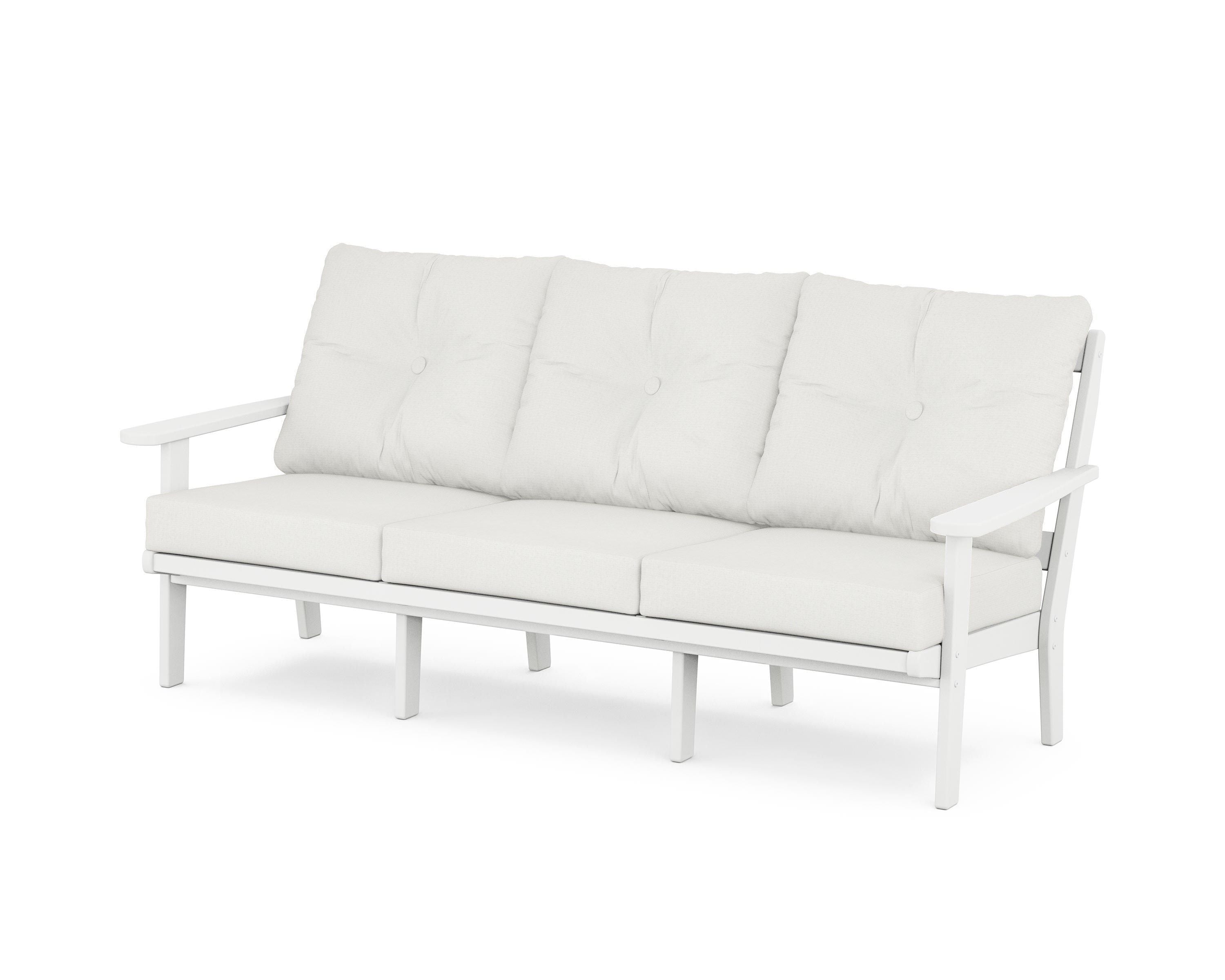 POLYWOOD® Mission Deep Seating Sofa in White / Natural Linen