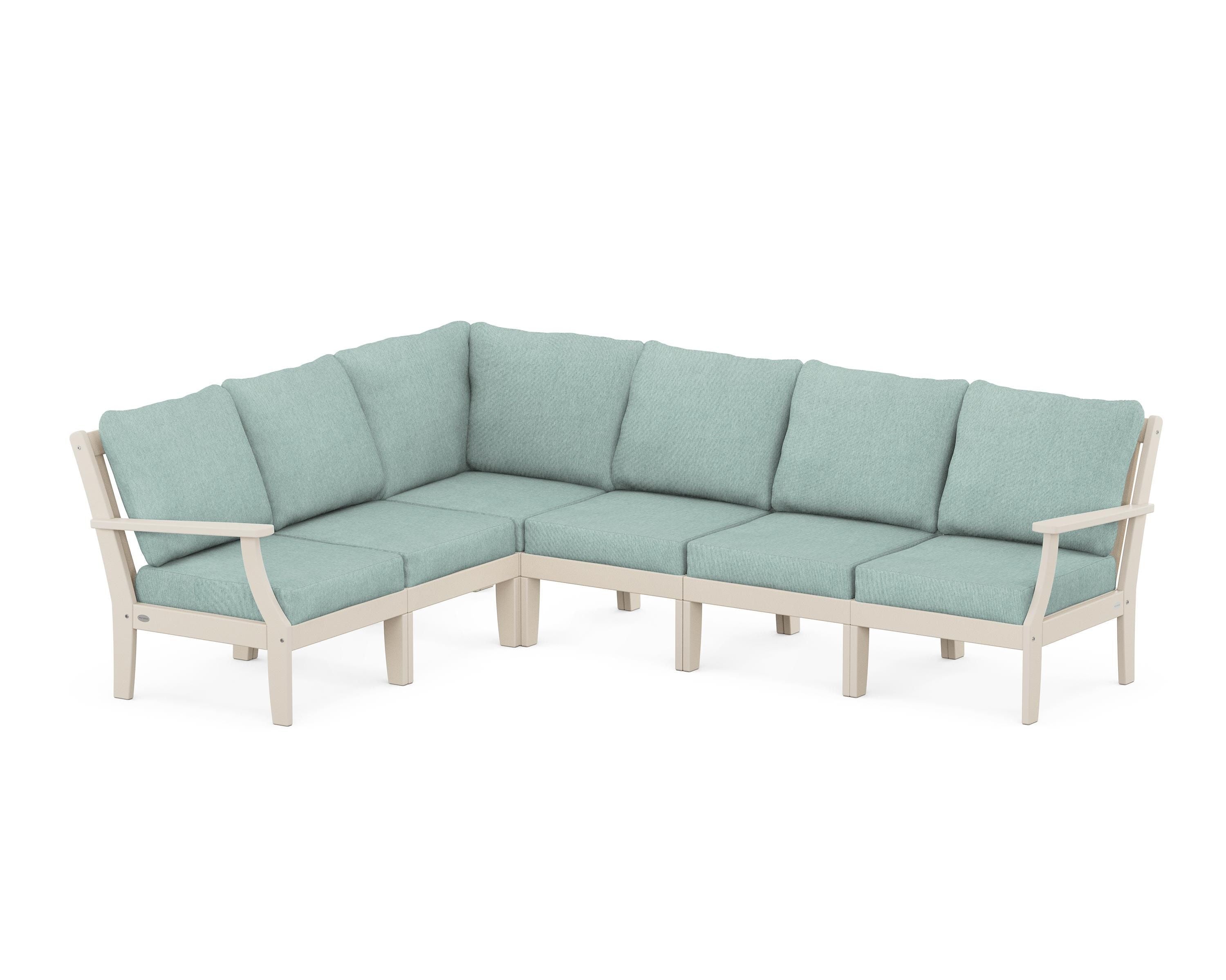 POLYWOOD® Braxton Modular 6-Piece Deep Seating Set in Sand / Glacier Spa