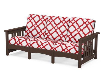 POLYWOOD® Club Mission Sofa in Mahogany / Trellis Crimson