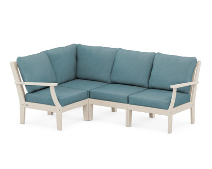 POLYWOOD® Braxton Modular 4-Piece Deep Seating Set in Sand / Ocean Teal