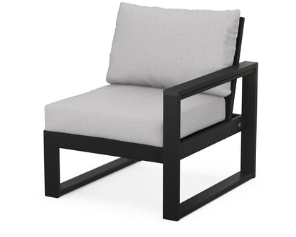 POLYWOOD® EDGE Modular Right Arm Chair in Black / Granite