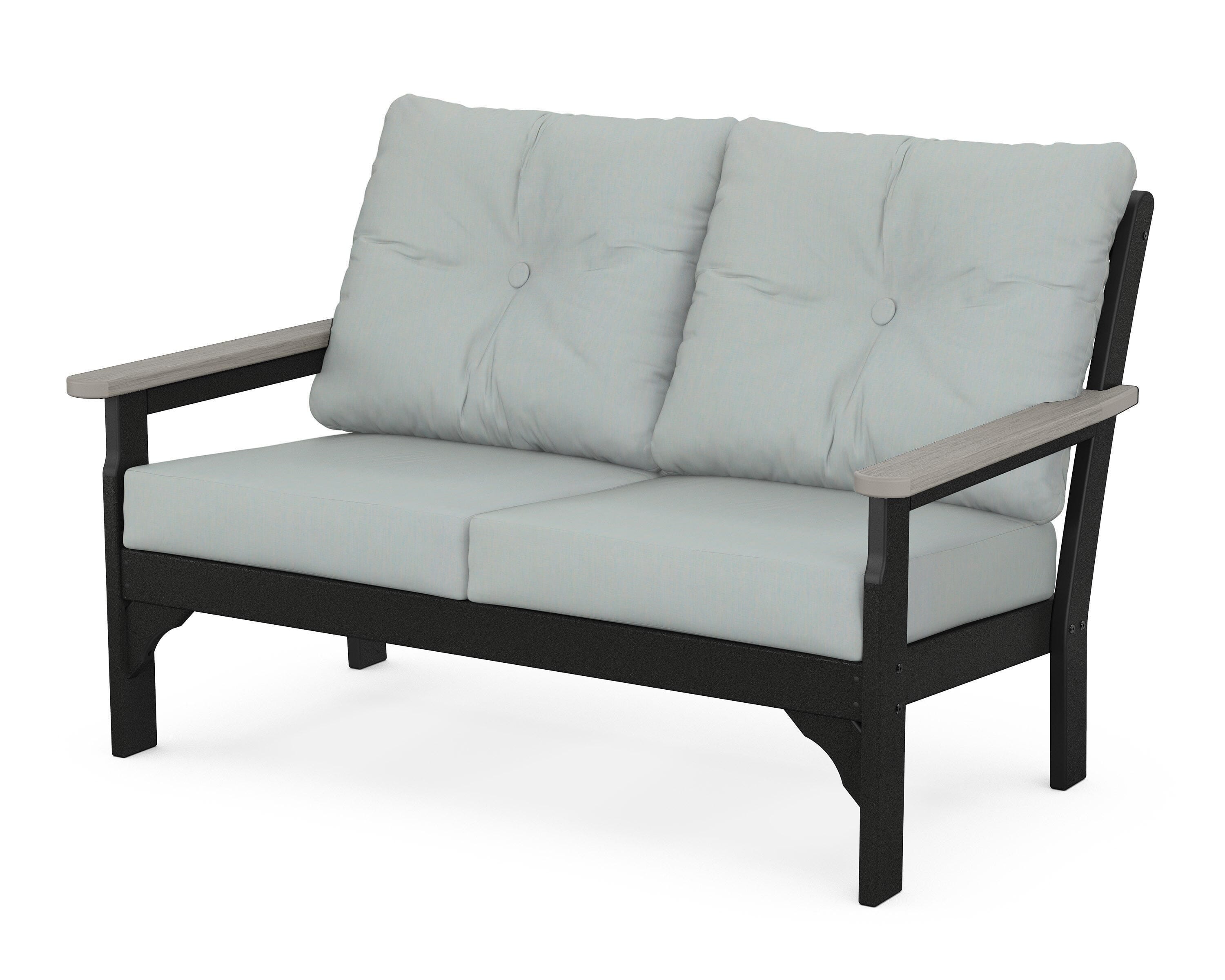 POLYWOOD® Vineyard Deep Seating Loveseat in Black / Driftwood / Spa